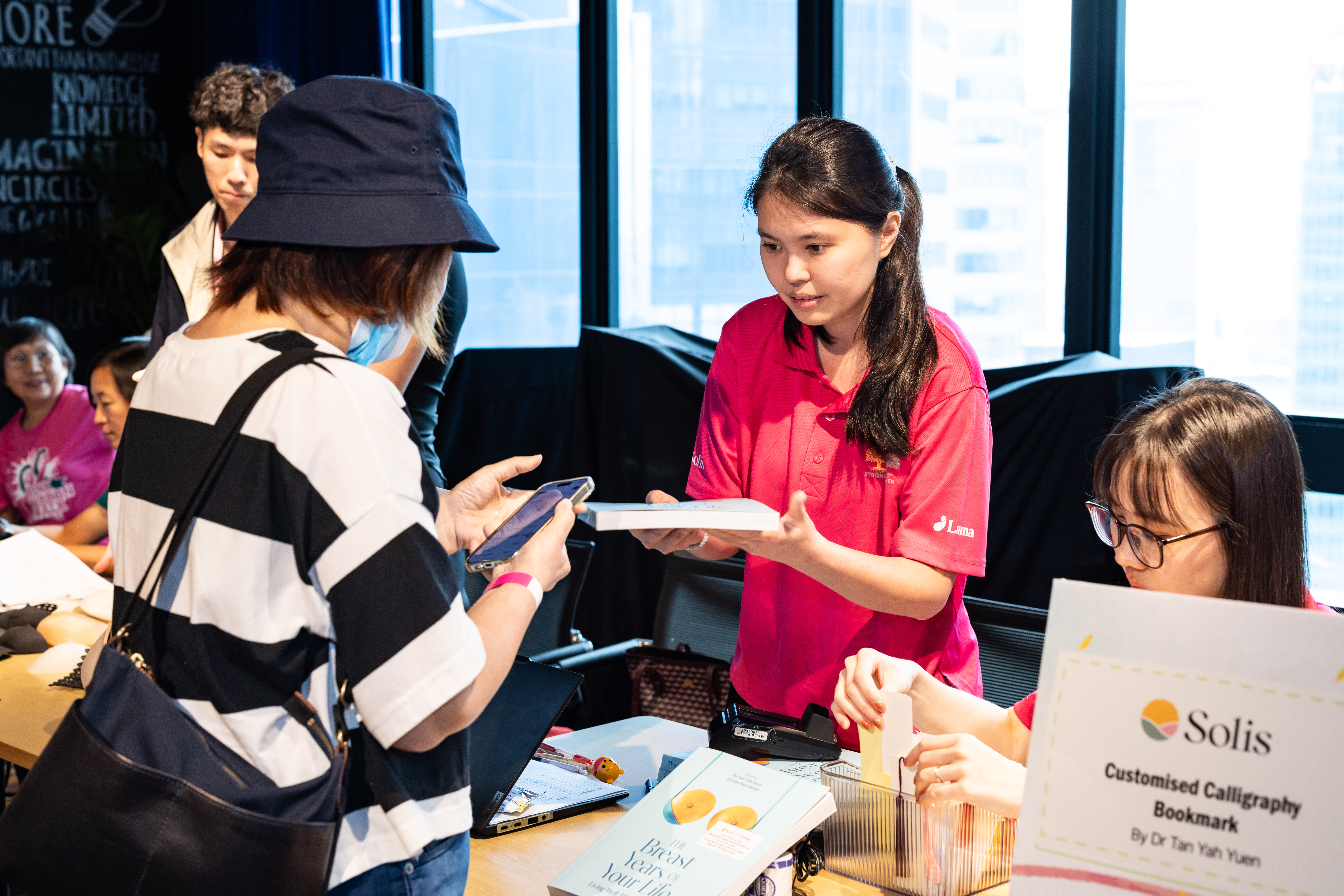 Solis Book Sale & Dr Tan’s customised calligraphy bookmark booth